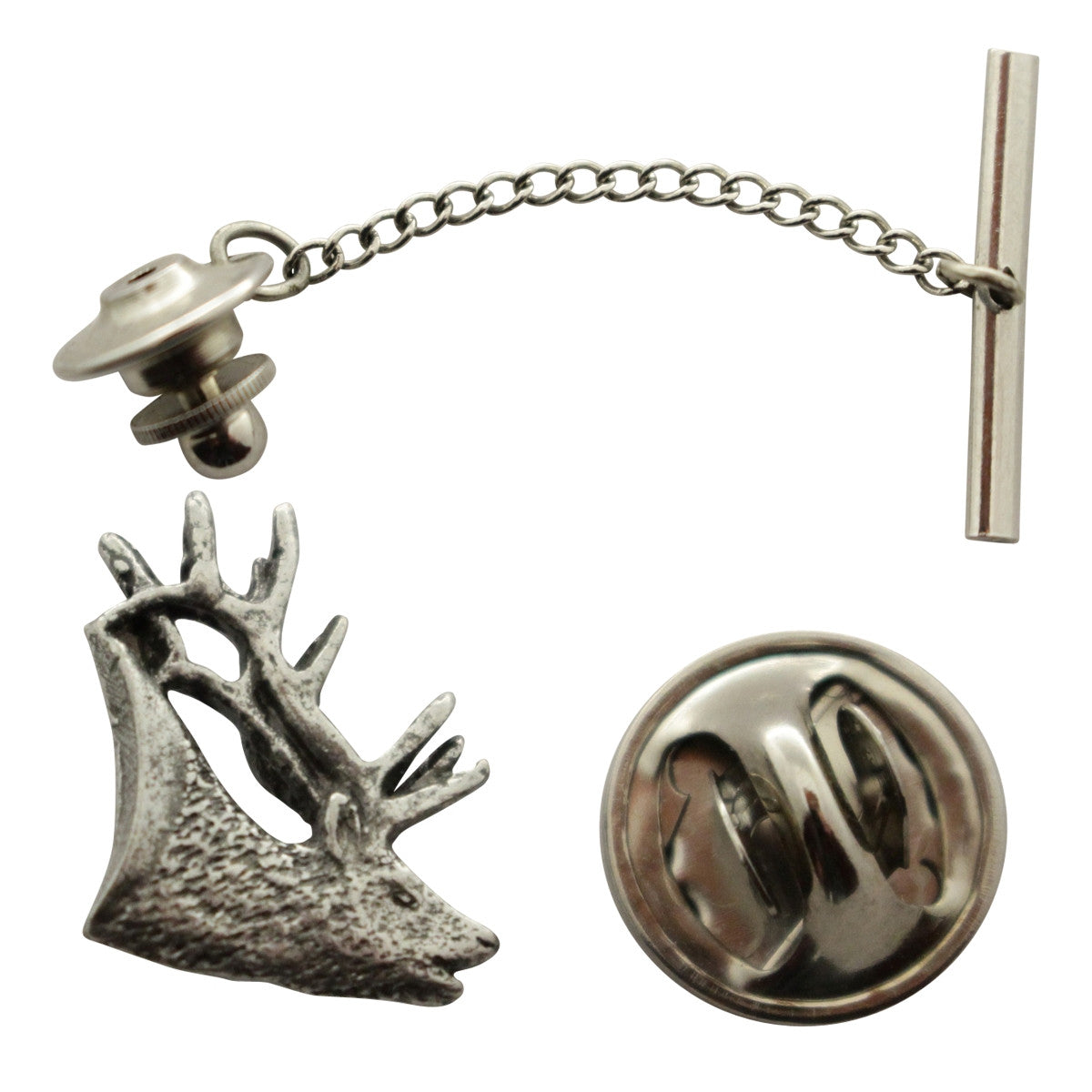 Elk Tie Tack ~ Antiqued Pewter ~ Tie Tack or Pin ~ Antiqued Pewter Tie Tack or Pin ~ Sarah's Treats & Treasures